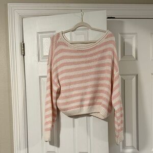 Hollister Pink and Cream Striped Sweater